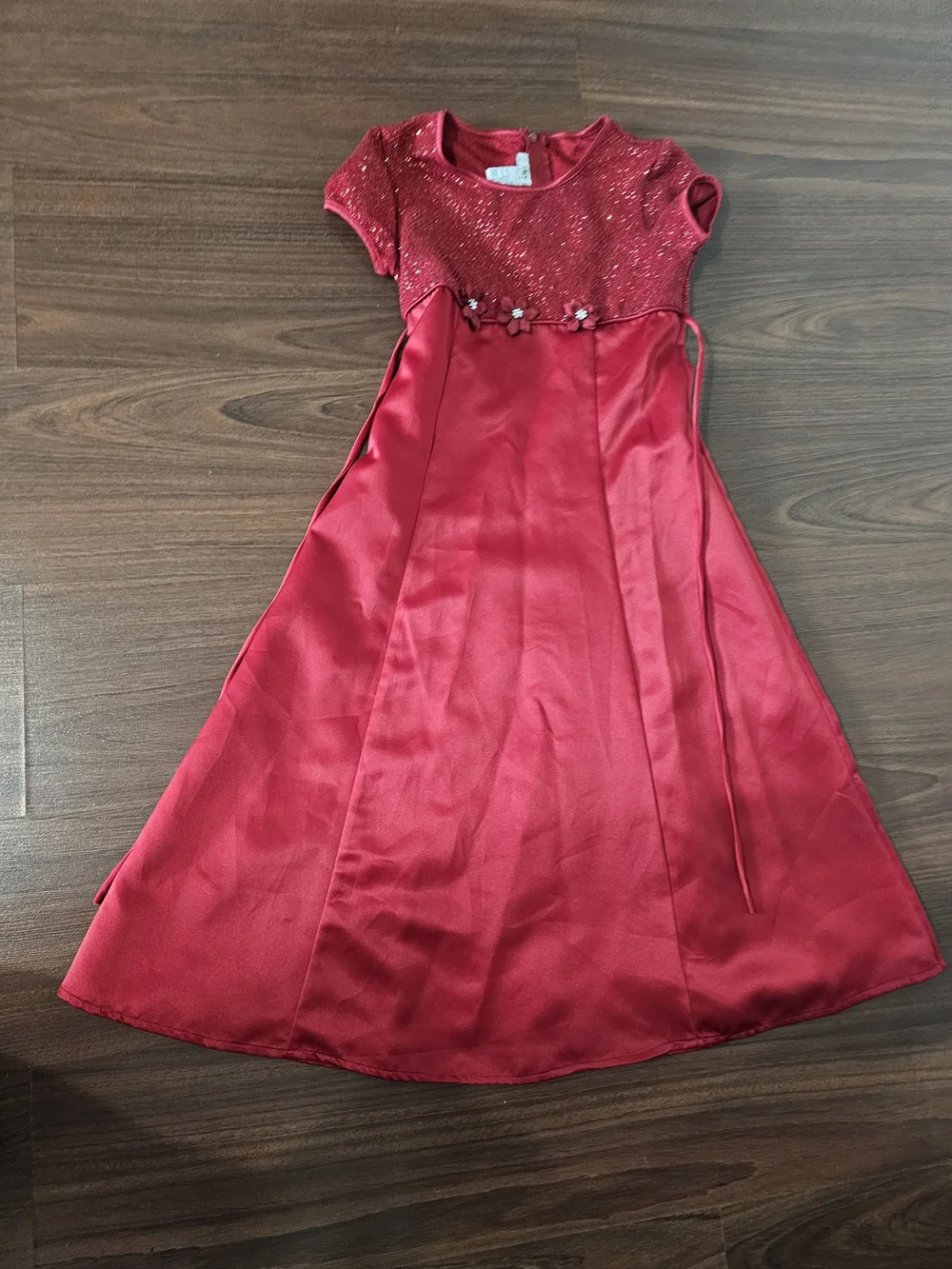 Amy Byer Red Sparkle Bodice Satin Dress